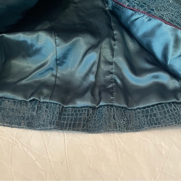 Pamela McCoy Turquoise Snakeskin Embossed Pure Leather Jacket NWOT - Picture 8 of 12